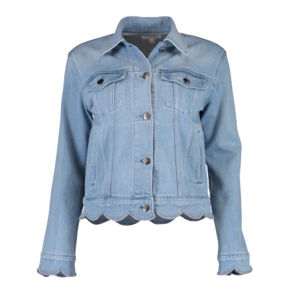 Frame ⌘ Scalloped Edge Cropped Willoughsby Denim Jeans Jacket ⌘ Light Blue ⌘ S - Picture 16 of 17